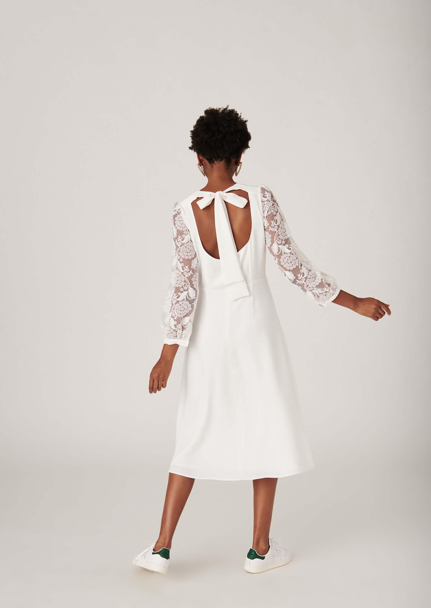 Tara Jarmon Dresses   Rozica Wedding Dressin Matte Crepe And Lace White    Women – Quisqueya Viaggi
